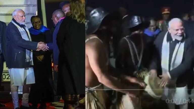 ब्राजील के बाद अपनी यात्रा के अंतिम चरण में नामीबिया पहुंचे पीएम मोदी, बजाया ड्रम